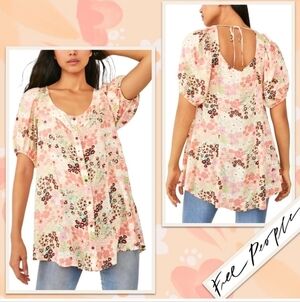 Free People Callie Printed Button-Down Tunic Dress In Vintage Combo Small